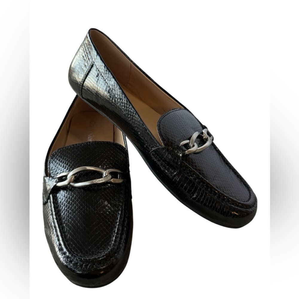 Calvin Klein Metallic Black Loafers for Women